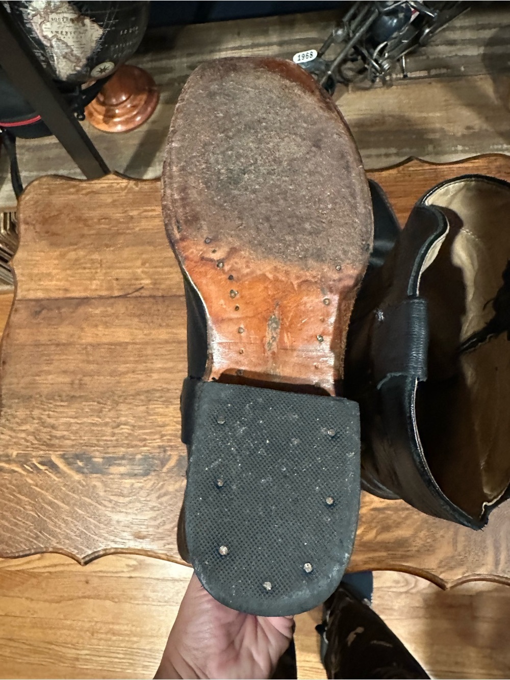 Men's Black Leather Western Harness Boots - Classic Riding Style - Picture 6 of 8